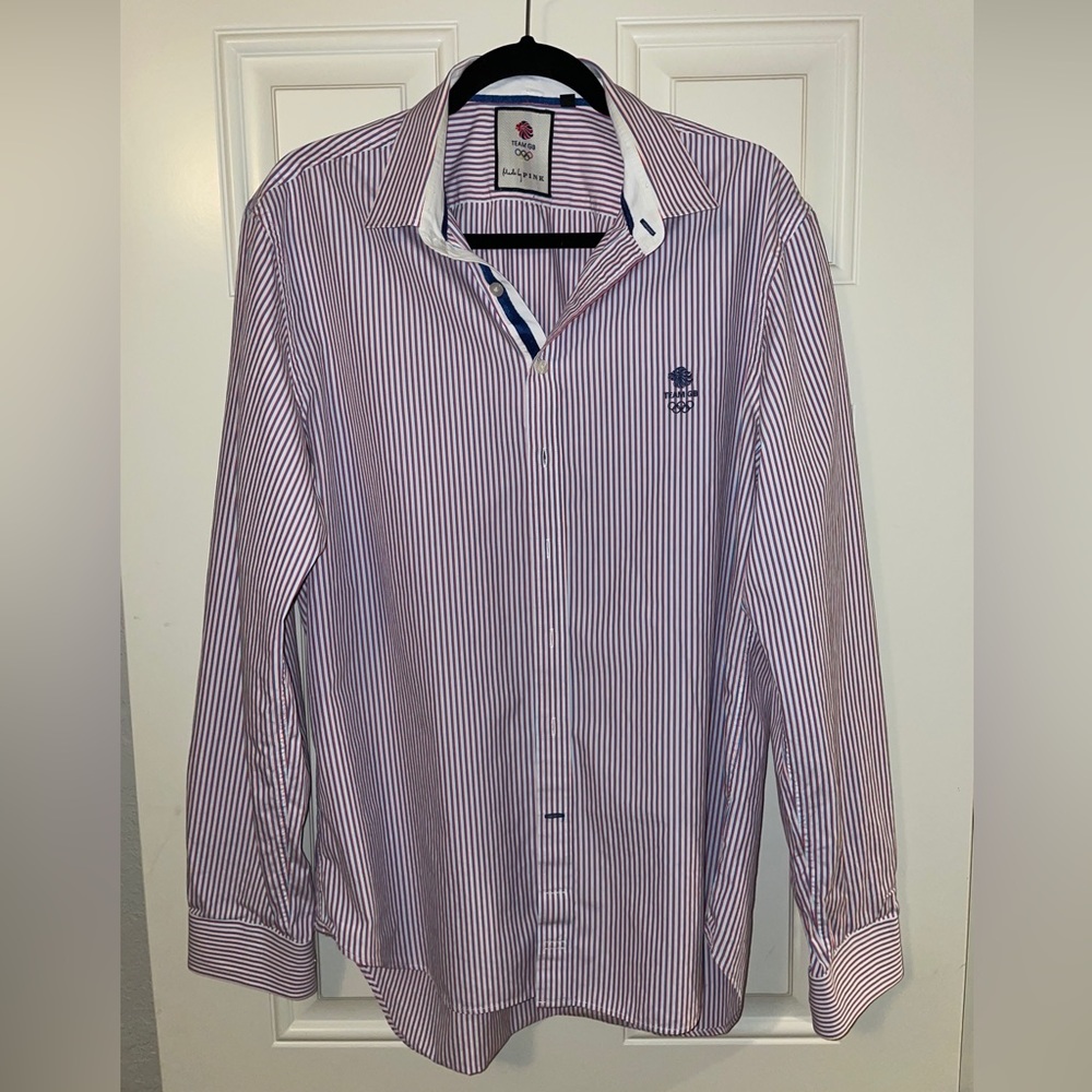 SOLD! TEAM GB made by PINK, Red White Blue Stripe Cotton Shirt. Size XL